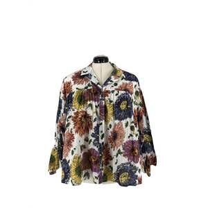 NEW TRELISE COOPER women's hold me frill me sunflower blouse in white yellow